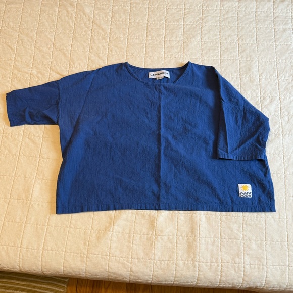 L. F. Markey blue linen top, one size - Picture 1 of 3